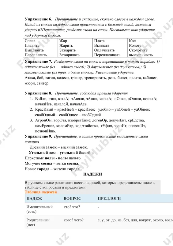 ie goroda – jiteli goroda. padeji v russkom yazike razlichayut shest padejey, kotorie predstavleni nije v tablitse s voprosami i predlogami. tablitsa padejey padej vopros predlogi imenitelniy (est) kto? chto? - roditelniy (net) kogo? chego? s, u, ot, do, iz, bez, dlya, vokrug, okolo, vozle, krome datelniy (dat) komu? chemu? k, po, blagodarya, vopreki, soglasno vinitelniy (viju) kogo? chto? pod, za, pro, cherez, v, na, vo tvoritelniy (dovolen) kem? chem? s, so, za, nad, pod, mejdu, pered predlojniy (dumat) o kom? o chem? v, o, ob, na, pri, po voprosi padejey imenitelniy padej imenitelniy padej v russkom yazike – eto edinstvenniy pryamoy padej sushestvitelnix, kotoriy protivopostavlyaetsya drugim (kosvennim) padejam po znacheniyu i sintaksicheskim funktsiyam. imenitelniy padej virajaet samostoyatelnoe, nezavisimoe polojenie sushestvitelnogo v rechevoy konstruktsii (slovosochetanii ili predlojenii). forma imenitelnogo padeja edinstvennogo chisla sushestvitelnix yavlyaetsya nachalnoy formoy sushestvitelnix v russkom yazike. kak opredelit imenitelniy padej sushestvitelnie v imenitelnom padeje otvechayut na …