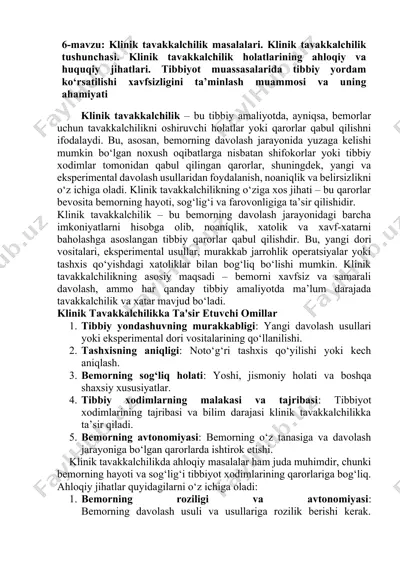 klinik tavakkalchilik masalalari — DOCX