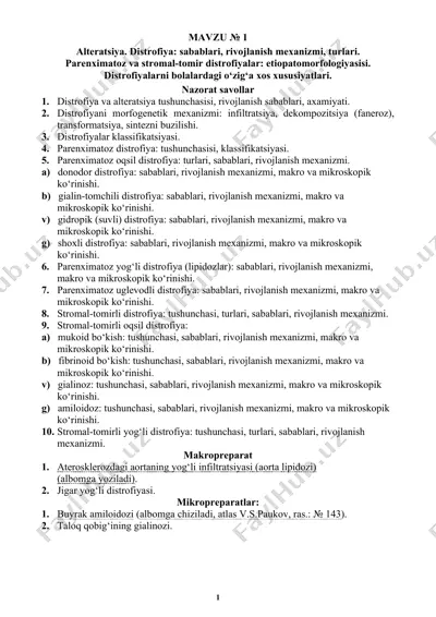 distrofiya va alteratsiya: sabablari va mexanizmi — DOCX
