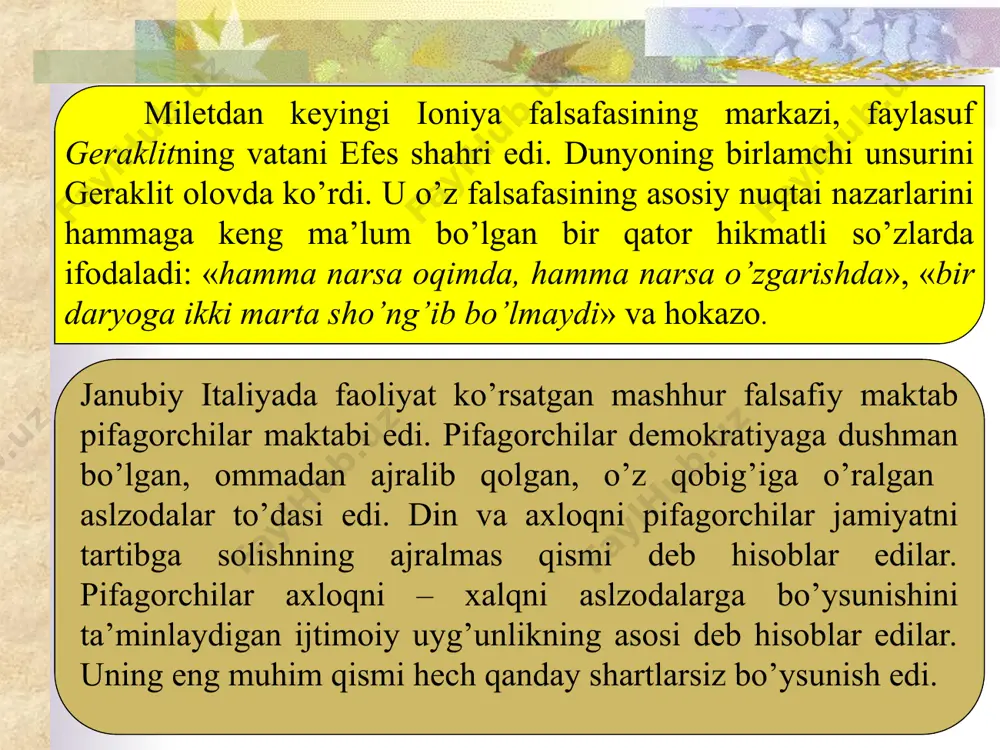 imliklar bosqinchiligining boshlanishi bilan aqliy dunyoqarash borgan sari o’z o’rnini din va tasavvufga bo’shatib berdi. sehrgarlik, yashirin diniy udumlarga ishonish, munajjimlik keng tarqaldi. ijtimoiy xayolparastlik va payg’ambarlikka e’tiqod qo’yish, ayniqsa keng shuhrat kasb etdi. yashirin diniy udumlarga o’zini bag’ishlash, xudo bilan bevosita aloqa o’rnatish va taqdir hukmidan ozod bo’lish imkoniyati sifatida qarala boshlandi. xristianlikning yoyilishi bilan cherkov borgan sari salobatli va yaxshi tashkil topgan kuchga aylanib bordi. xristianlarga nisbatan bo’lgan ta’qiblarning bekor qilinishi bilan xristian jamoalari chekkan azoblari sinovidan uyushgan va mustahkamlangan holda chiqdilar. bu narsa xristianlarning keyingi taqdirlari uchun sezilarli ahamiyat kasb etdi. 529 yilda vizantiya imperatori yustinian farmoniga binoan afinadagi aflotun akademiyasi bekitildi. qadimgi dunyo falsafasi o’zining ming yillik mavjudligini to’xtatdi. yevropa tarixida o’rta asrlar davri deyarli to’la ming yilni (rim imperiyasining parchalanish lahzasidan uyg’onish davrigacha) o’z ichiga oladi. o’rta asrlar yevropasi feodalizmning qaror topishi bilan belgilanadiki, u xristian dunyoqarashidan foydalandi. ma’jusiylik dini va falsafasi, hamda bid’atchilarning adashishlariga …
