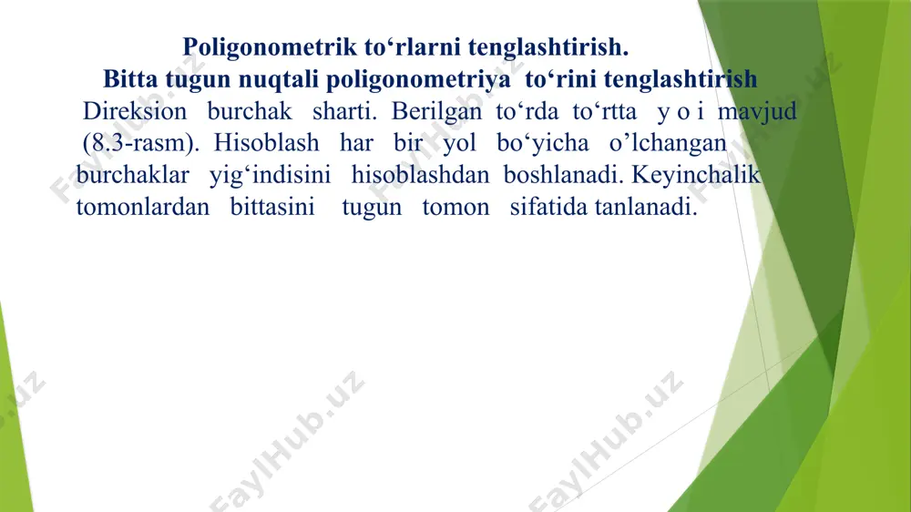 poligonometrik tarmoqni ketma-ket yaqinlashtirish usulida tenglashtirish - Page 5