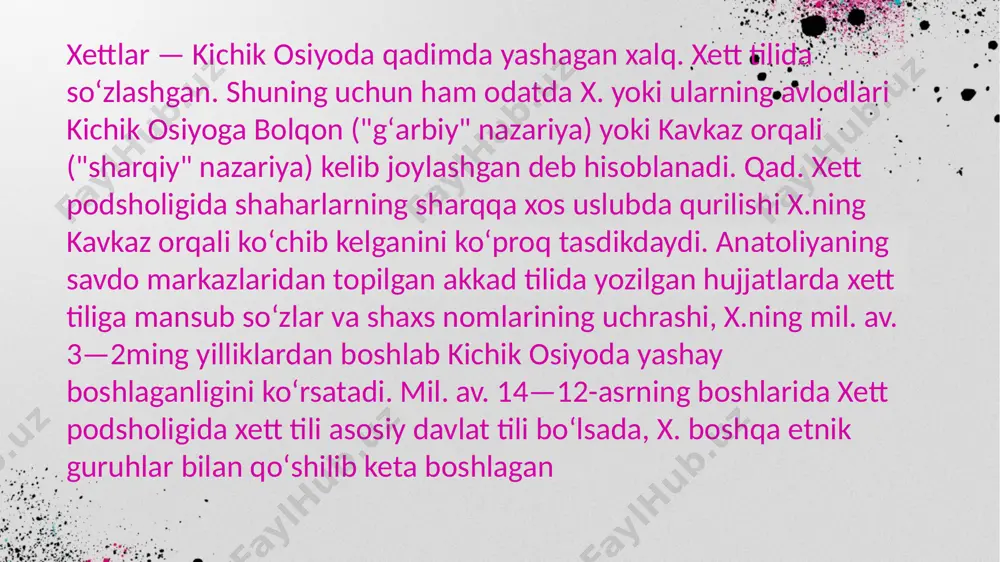 borat edi. xet jangchilarining umumiy soni 28 ming kishiga yaqin edi. ammo xet qo'shini nihoyatda aralash edi va asosan yollanma askarlardan iborat edi. unda xet jangchilaridan tashqari, deyarli barcha onado'li va suriya qirolliklari vakili bo'lgan: arzava , pitassa, masa, lukka, dardaniyaliklar (ya'ni troyanlar) , kaska , kizzuvadna , aravapna, karchemish ,aleppo , ugarit , nuxashe , kadesh va boshqalar. kadesh jangining yakuniy bosqichi. mag‘lub bo‘lgan xet aravalari qo‘shini orontesning bo‘ronli suvlaridan o‘tishga harakat qilmoqda. misr lageriga yuborilgan xet josuslari tomonidan yo'ldan ozdirilib, xettlar halabga uzoq shimolga chekinishdi, deb da'vo qilishdi, ramses butun qo'shin kelishini kutmasdan, kadeshga ko'chib o'tdi, faqat oldingi otryad bilan, u erda to'satdan hujumga uchradi va qurshab oldi. xet aravalari tomonidan. misrliklar katta yo'qotishlarga duch kelishdi, ramsesning o'zi bu jangda deyarli halok bo'ldi. ramses muqarrar mag'lubiyatdan faqat xet piyoda askarlari orontesning bo'ronli suvlaridan o'ta olmagani va ularning aravalariga yordamga kelmasligi tufayli qutqarildi. baxtli baxtsiz hodisa - fir'avn tomonidan …