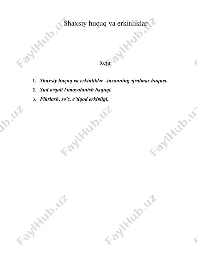 shaxsiy huquq va erkinliklar — DOC
