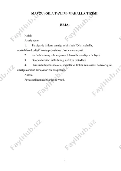 oila ta’lim- mahalla tizimi — DOCX