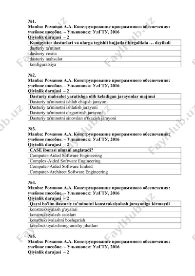 konsturirovanie programmnoqo'ldan ko'nikmali dasturlash — DOCX