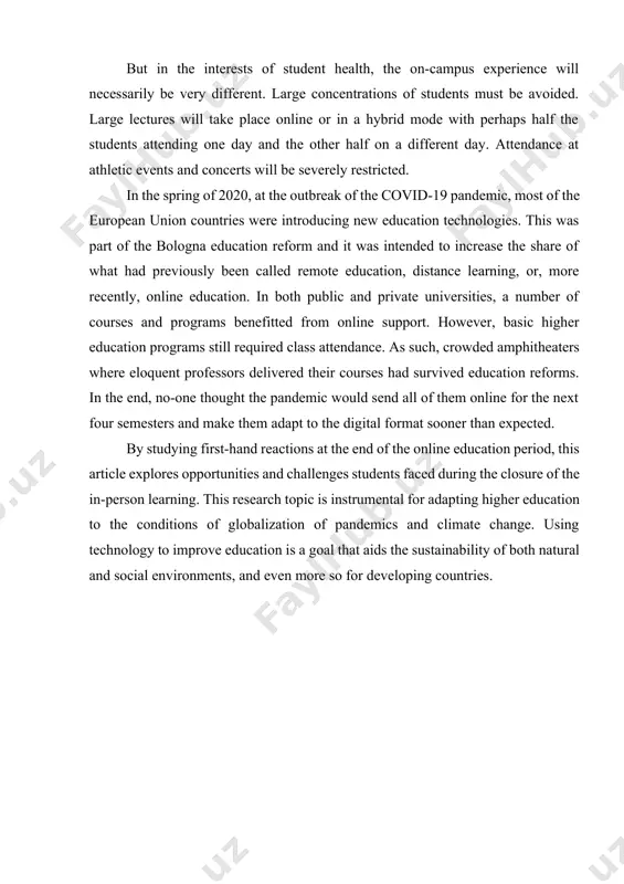 the sustainability of both natural and social environments, and even more so for developing countries. chapter i. use of social distance in education 1.1 social distancing strategies for educational institutions stores and malls are working out strategies to enforce social distancing in their premises. more than the malls, schools are colleges are overcrowded places which need to seriously plan their strategies to face the challenge of social distancing. this article talks about the ideas and models that could be used by higher education in the post corona world[footnoteref:2]. [2: abdullah, fazil, and rupert ward. 2016. developing a general extended technology acceptance model for e-learning (getamel) by analyzing commonly used external factors. computers in human behavior 56: 238–56. [crossref] ] i gave the following three ideas off hand. (i) since this university under consideration is a fully residential one and also has installed lecture capture solution in every class room, i …