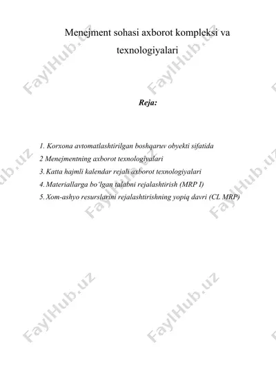 menejment sohasi axborot kompleksi va texnologiyalari — DOC