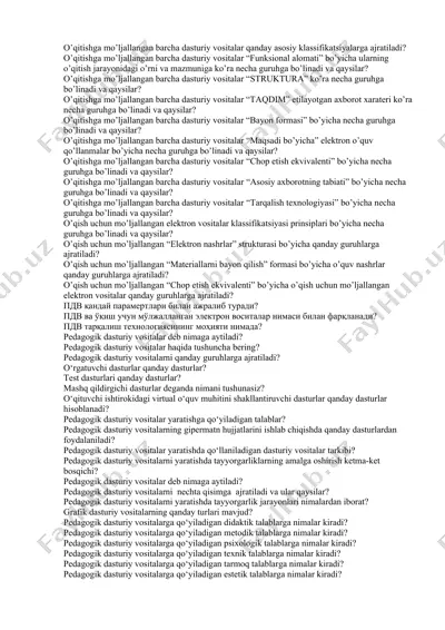 o’qitishga mo’ljallangan barcha dasturiy vositalar klassifikatsiyasi — DOCX