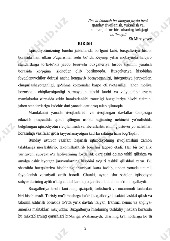 vchilari hamda shu sohaga qiziquvchilar uchun mo‘ljallangan. 5 1-bob. “buxgalteriya hisobi” faniga kirish 1.1. buxgalteriya hisobining paydo bo‘lishi va rivojlanishi buxgalteriya bu ancha yillardan beri mavjud bo‘lgan tushuncha hisoblanadi. buxgalteriya hisobi fan sifatida qachon shakllanganligi shu soha vakillarini qiziqtirishi tayin. odatda bu borada uchta javobni uchratishimiz mumkin mumkin.1 birinchisi: buxgalteriya hisobi 3000 yil oldin odamlar jarayonlarni ro‘yxatga olishni (natural shaklda) boshlagan paytdan boshlab; ikkinchisi: 500 yil oldin italyan matematigi luka pacholining (1445-1515 y.) “schyotlar va yozuvlar haqida traktat” kitobining nashrdan chiqishi bilan yuzaga kelgan; uchinchisi: 100 yil oldin, buxgalteriya hisobi sohasida birinchi nazariy qarashlar paydo bo‘lgan davrdan yuzaga kelgan. shu sababli, bu tortishuvlarning haligacha yakuniga etilmagan. biz uning ilk ko‘rinishlari qachon yuzaga kelganligi haqida taxminlar asosidagina xulosa chiqarishimiz mumkin. buxgalteriya hisobi fan sifatida shakllanishidagi evolyutsion jarayonning sistematik tuzilishini quyida ko‘rishimiz mumkin: 1-davr. naturalistik davr (ushbu davr eramizdan oldingi 4000 yildan bizning eraning 500 yiliga qadar bo‘lgan davrni o‘z ichiga olishi …
