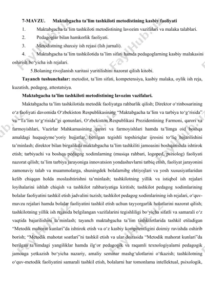 maktabgacha ta’lim tashkiloti metodistining kasbiy faoliyati — DOCX