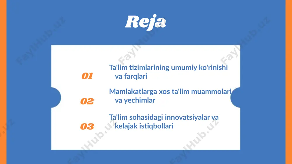 im tizimi va boshqa mamlakatlar ta'lim tizimlari o‘rtasidagi asosiy farqlar shundaki, o‘zbekistonda ta'lim jarayoni ko‘proq nazorat qilinadi, o‘quv dasturlari esa davlat tomonidan belgilangan. boshqa mamlakatlarda esa ta'lim ko‘proq erkin va mustaqil ravishda tashkil etiladi. ta'limga kirish imkoniyatlari o‘zbekistonda ta'limga kirish imkoniyatlari barcha uchun tengdir, lekin ba'zi hududlarda infratuzilma va resurslar yetishmasligi muammolari mavjud. boshqa mamlakatlarda esa, ba'zan ta'limga kirishning ijtimoiy-iqtisodiy omillarga bog‘liqligi aniq kuzatiladi. o'qituvchilar va o'quvchilar o'rtasidagi munosabatlar o‘zbekiston ta'lim tizimida o‘qituvchilar va o‘quvchilar o‘rtasidagi munosabatlar ko‘pincha rasmiy va ierarxik. boshqa mamlakatlarda esa, o‘qituvchilar va o‘quvchilar o‘rtasidagi munosabatlar ko‘proq o‘zaro hurmatga asoslangan va ochiq muloqotga yo‘naltirilgan. photo by altumcode on unsplash maktab ta'limi maktab ta'limining ahamiyati: maktab ta'limi yosh avlodni tarbiyalash va ularni bilim bilan ta'minlashda muhim o'rin tutadi. bu ta'lim jarayoni bolalarning ijtimoiy, iqtisodiy va madaniy rivojlanishida asosiy rol o'ynaydi. maktab tizimlaridagi o'ziga xosliklar: maktab ta'lim tizimlari har bir mamlakatda o'ziga xos xususiyatlarga ega. masalan, ba'zi davlatlarda ta'lim …