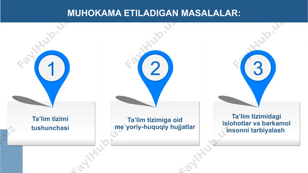 ’naviy tarbiya konsepsiyasini tasdiqlash va uni amalga oshirsh chora-tadbirlari to`g`risida” tarbiya fani… o`zbekiston respublikasi vazirlar mahkamasining 2020 yil 6-iyuldagi “umumiy o‘rta ta’lim muassasalarida “tarbiya” fanini bosqichma-bosqich amaliyotga joriy etish chora-tadbirlari to‘g‘risida”gi 422-son qarori qabul qilindi va unga ko`ra umumiy o`rta ta’lim o`quvchilari uchun “tarbiya” fani konsepsiyasi tasdiqlandi. ta’lim tizimidagi islohotlar maktabgacha ta’lim vazirligi tashkil etildi 3 prezident, ijod va ixtisoslashtirilgan maktablar tashkil etildi xalqaro va respublika fan olimpiada g`oliblari va ularning ustozlari rag`batlantirishga alohida e’tibor berildi. 11 yillik ta’lim taizimi qayta tashkil etildi, professional ta’lim joriy etildi oliy ta’lim sohasida imtiyozlar berish kengaytirildi oliy ta’limda qabul kvotalari oshirildi o`qituvchilar va oliy ta’lim tizimidagi professor-o`qituvchilar oylik maoshlari oshirildi e’tiboringiz uchun rahmat! image1.png image2.jpg image3.png image6.png image7.png image8.png image9.png image10.png image4.png image5.png image11.png image12.jpeg /docprops/thumbnail.jpeg