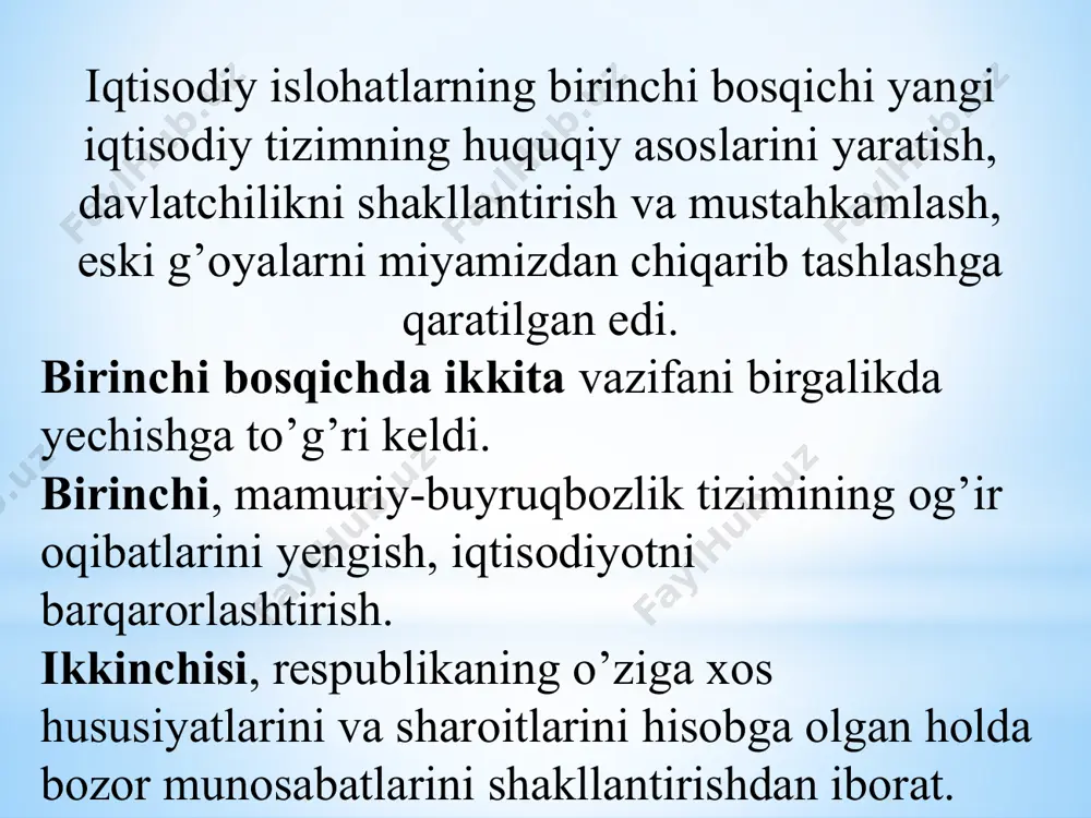 shirish tadbirlari haqida» qarori qabul qilindi. bu bo’yıcha 2017-2018 yillari korrupciyaga qarshi kurashish bo’yicha davlat dasturi ishlab chiqildi. ushbu qaror asosida korrupciyaga qarshi kurashish bo’yicha komissiya tashkil etildi. o`zbekiston respublikasi prezidenti­ sh.m.mirziyoevning konstituciyamiz qabul qilinganligining 24 yilligiga bag`ishlangan tantanali marosimdagi ma`ruzasida ilgari surilgan «2017-2021-yillarda o`zbekiston respublikasini rivojlantirishning beshta ustuvor yo`nalishi bo`yicha harakatlar strategiyasi» davlat va jamiyatning bosh maqsadi bo`lgan odamlarning turmush darajasi va sifatini yanada oshirishni ta`minlashga qaratilganligi bilan nihoyatda muhim ahamiyat kasb etadi. image1.png image2.png image3.png image4.png image5.png /docprops/thumbnail.jpeg