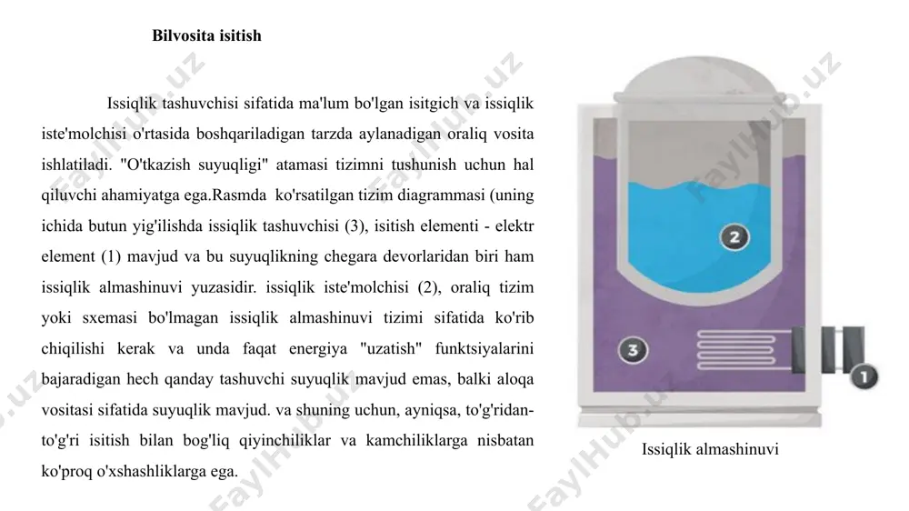 ik trubasining ishdan chiqishiga olib keladi. quvur egilganda ichki devor qalinligi ortadi va tashqi devor qalinligi kamayadi. birlamchi va ikkilamchi gazsizlantirishdan so'ng issiqlik trubkasi ichki manfiy bosim holatida bo'ladi va atmosfera bosimi ta'sirida yupqalash qismi ham ichkariga tushishi mumkin. yechim. issiqlik quvurining uzunligi va diametri to’gri tanlash. issiqlik yuki yoki uzatiladigan issiqlik miqdorini hisoblash. muammo. issiqlik quvurlarini deformatsiyaga uchrashi ishlov berishdan so'ng, issiqlik trubasining yuzasida local chuqurliklar paydo bo'ladi, bu esa issiqlik trubasining issiqlik manbai bilan mahkam o'rnashmasligiga olib keladi, issiqlik trubkasi va issiqlik manbai o'rtasida havo qatlamini qoldiradi va interfeysning termal qarshiligini oshiradi. va issiqlik quvurining issiqlik uzatish samaradorligini kamaytirish. issiqlik trubasining tekislangan tekisligidagi mahalliy chuqurliklar mikro tuzilmaning notekis plastik deformatsiyasidan kelib chiqadi. . yechim. tekis issiqlik trubakasidan foydalanish issiqlik manbai bilan issiqlik almashinuvi maydonini oshirishi mumkin. issiqlik energetikasida uzatishdagi boshqa muommalar. 1. quvurning korroziyasi karbonli po'lat quvurlardan foydalanadigan qobiq va quvur issiqlik almashinuvchilari uchun eng katta muammo uning …