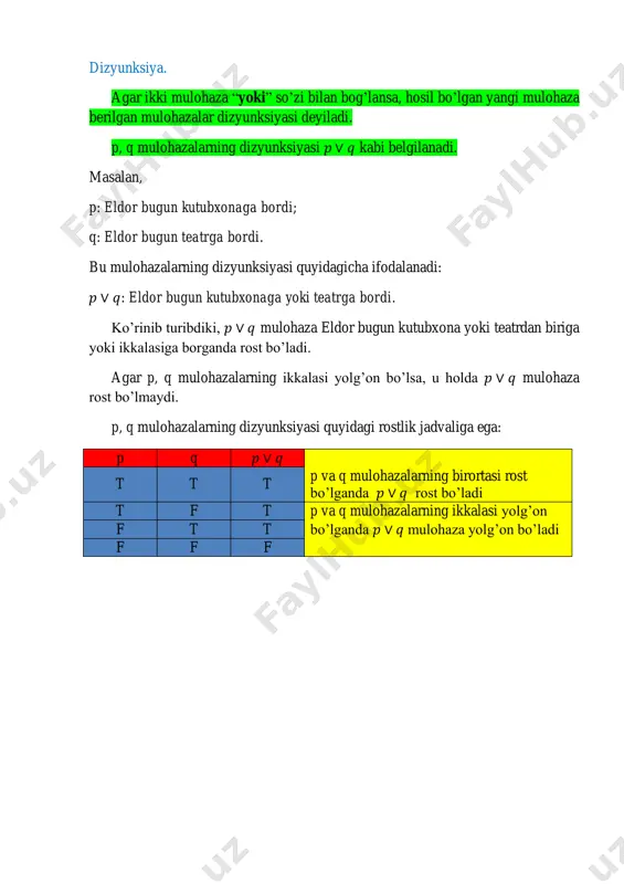 mulohazalar. inkor, konyunksiya va dizyunksiya. - Page 3