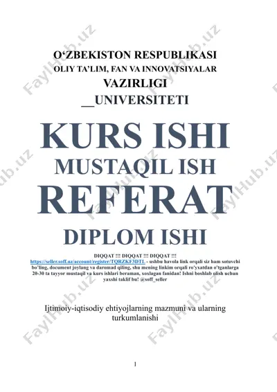 ijtimoiy-iqtisodiy ehtiyojlarning mazmuni va turkumlanishi — DOC