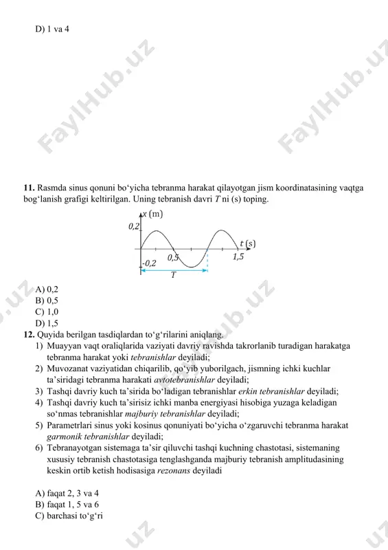 fizika fanini o‘zlashtirish testi va masalalari - Page 5