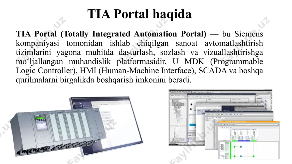 11.png image12.png image13.png parametr ma’lumot turi tavsif in (input) bool taymerni ishga tushiruvchi kirish signali pt (preset time) time oldindan belgilangan vaqt qiymati q (quit) bool taymerning chiqishi et (elapsed time) time o‘tgan vaqt qiymatining chiqishi r (reset) bool tonr taymerining o ʻtgan vaqtini nolga qaytaradi (ton, tof va tp taymerlarda qoʻllanilmaydi). db (taymerning ma'lumotlari) db taymerning barcha ma ’lumotlarini, jumladan, oʻtgan vaqt, chiqish holati va boshqa zarur parametrlarni saqlaydi /docprops/thumbnail.jpeg