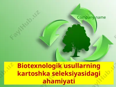 biotexnologik usullarning kartoshka seleksiyasidagi ahamiyati — PPTX