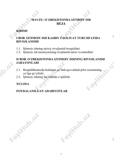 o`zbekistonda ijtimoiy ish — DOCX
