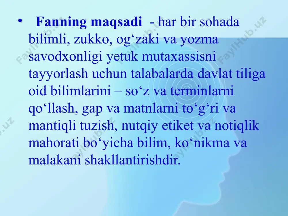 o’zaro bog’lovchi tizim. telegram- instagram tvitter feysbuk(facebook) dastur - tilning leksik qatlamlari asosan 2 ta: 1. o‘z qatlam 2. o‘zlashma qatlam o‘z qatlam. ma’lumki, o‘zbek, qozoq, qirg‘iz, turkman, uyg‘ur qoraqalpoq singari tillar o‘zaro qarindosh tillar bo‘lib, ular birligi turkiy tillar guruhini tashkil etadi. tilimizda faol qo‘llanadigan oyoq, qo‘l, ikki, uch, ol, kel, yaxshi, men, sen singari so‘zlar ko‘pchilik turkiy tillar uchun ham faol so‘zlar hisoblanadi. barcha turkiy tillar uchun umumiy iste’molda bo‘lgan bunday so‘zlar umumturkiy so‘zlar deyiladi. o‘zbek tili leksikasining katta qismini umumturkiy qatlamga mansub so‘zlar tashkil etadi. 2. o‘zlashma qatlam. tilimizning lug‘at tarkibida boshqa xalqlar tilidan kirib kelgan so‘zlar ham mavjud. bunday so‘zlar tilning lug‘at boyligidagi o‘zlashma qatlamni tashkil etadi. ular quyidagi tillardan tarixning eng qadimgi bosqichlarida o‘zlashtirilgan: 1. hind tildan o‘zlashgan so‘zlar: barcha, bibi, paysa, tovus, chaqmoq. 2. xitoy tilidan o‘zlashgan so‘zlar: choy, lag‘mon, shiypon. 3. qadimgi yunon tilidan: iqlim, marvarid, marmar, ark, billur. o‘zbek adabiy tili leksikasining …