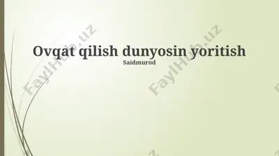ovqat qilish dunyosin yoritish — PPTX