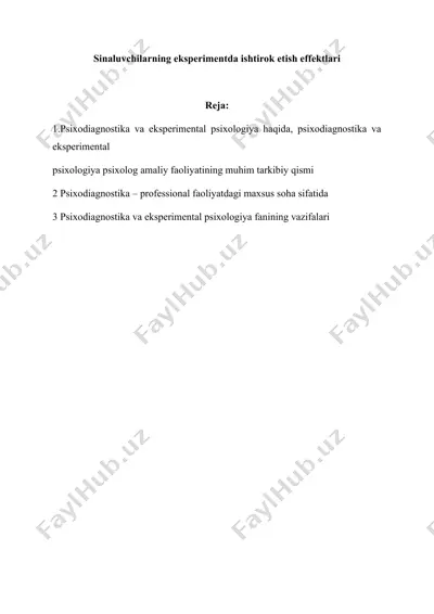 psixodiagnostika va eksperimental psixologiya haqida — DOCX