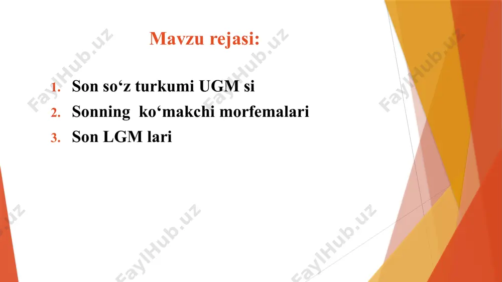 . qora 5. ko`k 6. yashil yetti. olov rang qadimgi va o`rta asr ta‘lim tizimida ongni va mantiqni yuksaltiruvchi yetti fan mavjud edi. ushbu fanlarni qadimgi yunon mutafakkirlari komillikka eltuvchi yo‗l deya ta‘riflaganlar: 1. grammatika 2. mantiq 3. ritorika 4. geometriya 5. arifmetika 6. astronomiya 7. musiqa eski turkiy tilda “sanoq”ni saqïš deyilgan. bitiglarda san saqïš atamasi ham uchraydi, bu “son sanog‘i, hisob” ma’nosini bildiradi. bu so‘z ayrim joy otlari tarkibida hozir ham uchrab qoladi. masalan, toshkentning eski shaharida saqïčman degan mahalla bor. ushbu toponim shunday yasalgan: saqïš (sanoq) so‘zidagi [š] tovushi [č] ga aylangan; -man – kishi oti yasovchi qo‘shimchadir. chog‘ishtiring, hozirgi o‘zb.: taparman-tutarman. yoki turkchada: öğretmen – “o‘qituvchi”. demak, saqïčman (<saqïšman) so‘zi “sanoqchi, hisobchi” degan ma’noni bildiradi. o‘tmishda bu so‘z lavozimlardan birini anglatar edi. chamasi, xon saroyida yoki davlat idoralarida hisob-kitob ishlari bilan shug‘ullanuvchi kishi shu mahallada yashagan, mahallaning oti ham shundan kelib chiqqan bo‘lishi kerak. iii. sonlar …