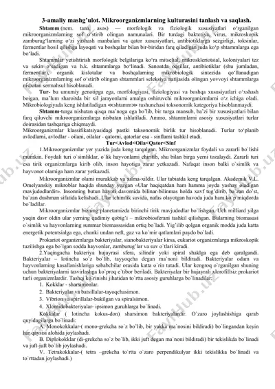 shtammlar va ularning tanlanishi — DOCX