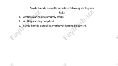 suvda hamda quruqlikda yashovchilarning ekologiyasi — PPTX