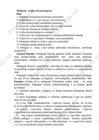 o‘qituvchi psixologiyasi — PDF