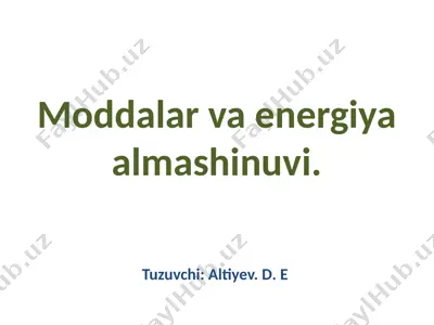 moddalar va energiya almashinuvi — PPTX