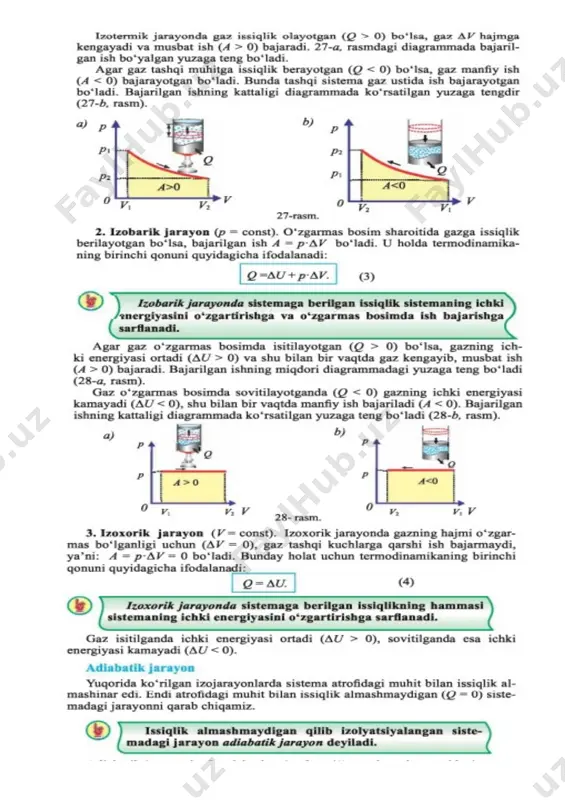 termodinamikaning 1-qonuni va izojarayonlarga tadbiqi - Page 2