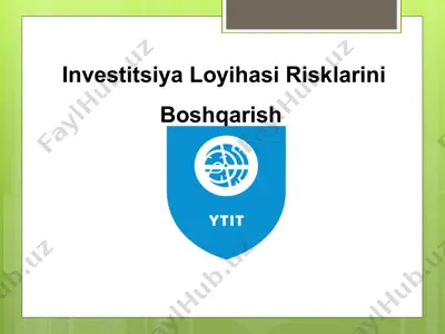 investitsiya loyihasi risklarini boshqarish — PPTX