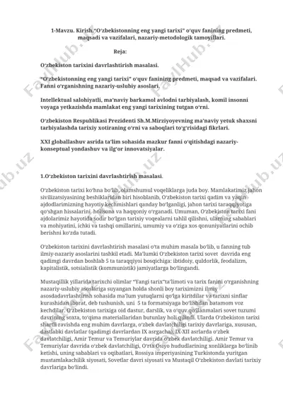 o‘zbekistonning eng yangi tarixi — DOCX