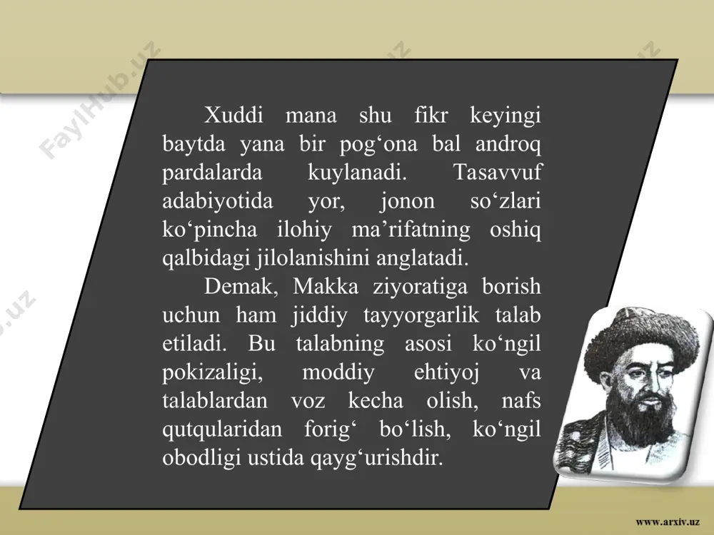 tingdin, hama obod bo‘ldi, bo‘lmadim obod dastingdin, ki man har qayga borsam dod etarman, dod dastingdin. chamanning bulbuli bebol-u parman, oshyonim yo‘q, misoli chug‘zdek vayronalarda ham makonim yo‘q, azizimdin judodurman, boshimda soyabonim yo‘q, hama obod bo‘ldi, bo‘lmadim obod dastingdin, ki man har qayga borsam dod etarman, dod dastingdin. dilimning quvvati, ruhi ravonimdin ayurdilar, anisim, munisim, dilbandi jonimdin ayurdilar, ko‘zumning ravshani ul mehribonimdan ayurdilar, hama obod bo‘ldi, bo‘lmadim obod dastingdin, ki man har qayga borsam dod etarman, dod dastingdin. bu olamda meningdek dil parishon o‘lmasun hech kim, ko‘zi ham termulub, cho‘llarda sarson o‘lmasun hech kim, xaloyiq diydasig‘a torikiston1 o‘lmasun hech kim, hama obod bo‘ldi, bo‘lmadim obod dastingdin, ki man har qayga borsam dod etarman, dod dastingdin. ilohiy, menga yetkurgaymusan xurshedi matlabni, saodat vaqtida baxtimg‘a chun iqboli kavkabni, ilohiy, sen yetur himmat yo‘lig‘a xasta mashrabni, hama obod bo‘ldi, bo‘lmadim obod dastingdin, ki man har qayga borsam dod etarman, dod dastingdin.