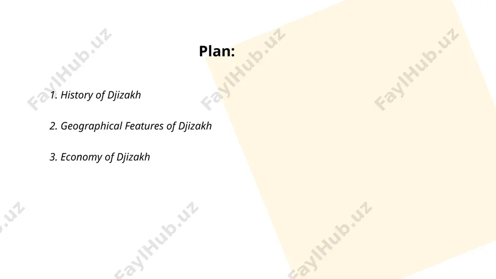 ablished in 2013, attracts foreign investment, particularly in textiles and electronics. the area also features the o’zbekclimatic plant, producing air conditioners with a capacity of over 100,000 units annually. in terms of infrastructure, the a-373 highway and the samarkand-tashkent railway facilitate trade. djizakh's gdp growth is aligned with uzbekistan's national average, which was 5.8% in 2021. ... t.me/slaydai_bot 4. cultural heritage of djizakh djizakh, located in uzbekistan, is rich in cultural heritage. the region is home to the nurata mountains, where numerous petroglyphs and ancient rock carvings are found, some dating back thousands of years. djizakh is part of the historical silk road, which facilitated cultural exchanges and trade. the ancient settlement of zaamin is renowned for its archaeological significance, with artifacts reflecting various historical epochs. remarkably, the traditional art of suzani embroidery thrives in djizakh, showcasing intricate patterns and vibrant colors. the region also hosts the annual bakhshi festival, …