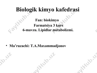 biologik kimyo kafedrasi — PPTX