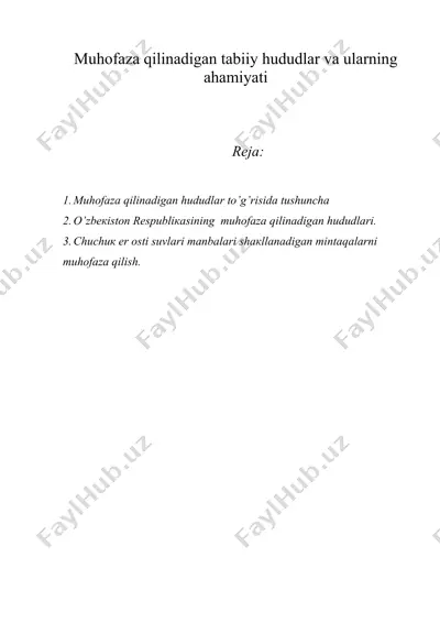 muhоfаzа qilinаdigаn tаbiiy hududlаr vа ulаrning аhаmiyati — DOC
