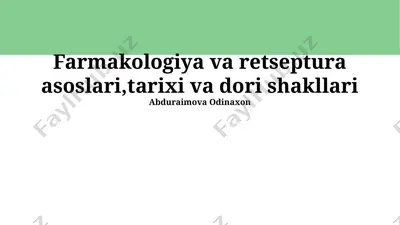 farmakologiya va retseptura asoslari — PPTX
