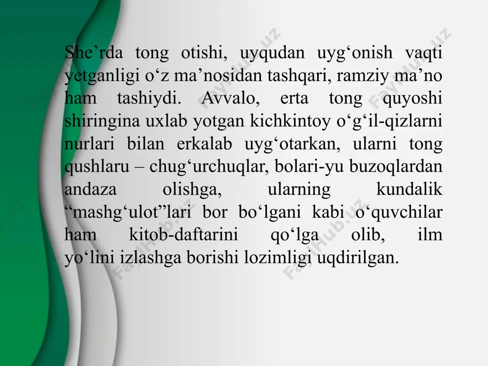 “o‘g‘illarga nasihat” kabi asarlari tarzidagi didaktik adabiyot namunasidir. xx asr boshlarida bunday asarni o‘zbek tilida birinchi bo‘lib abdulla avloniy yaratdi va ta’lim-tarbiya ishlarida uni tatbiq etdi. asar katta-kichik 64 bobdan iborat bo‘lib, har bir bob ta’lim-tarbiya masalasiga bag‘ishlanadi va biri ikkinchisini to‘ldiradi, takomillashtiradi. yozuvchi bu asarini yaratishda xalq pedagogikasidan keng foydalangan. abdulla avloniy odamlarnixulq, xatti-harakat nuqtayi nazaridan ikki guruhga bo‘ladi: “axloq ulamosiinsonlarning xulqlarini ikkiga bo‘lmishlar; agar nafs tarbiyat topib, yaxshi ishlarni qilurga odat qilsa, yaxshilikg‘a tavsif bo‘lub “yaxshi xulq”, agar tarbiyatsiz o‘sub,yomon ishlar ishlaydurgan bo‘lub ketsa, yomonlikka tavsif bo‘lib “yomon xulq” atalur”. bu fikrning naqadar muhimligini, ta’limni tarbiyadan, tarbiyani esa ta’limdan ajratib bo‘lmasligini, bu sharqona qarash, sharqona hayot falsafasi ekanligini o`zbekiston respublikasining birinchi prezidenti munosabatlari orqali ham dalillash mumkin. “bu haqda fikr yuritganda, – ta’kidlagan edi i.a.karimov,– men abdulla avloniyning “tarbiya biz uchun yo hayot, yo mamot, yo najot – yo halokat, yo saodat – yo falokat masalasidir”,– degan chuqur …
