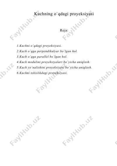 kuchning o`qdagi proyeksiyasi — DOC