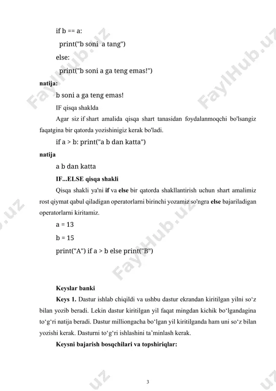 mal nimani anglatadi? 17. “&&” “||” “!” operatorlari nimani anglatadi? 18. (x==3) && (y==5) agar x va y qiymatlari xar hil bo‘lsa qanday qiymat qaytaradi? 19. mantiqiy ko‘paytirish operatori qanday belgi orqali belgilanadi? 20. mantiqiy qo‘shish operatori qanday belgi orqali belgilanadi? 1