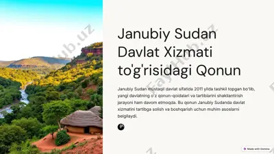 janubiy sudan davlat xizmati to'g'risidagi qonun — PPTX