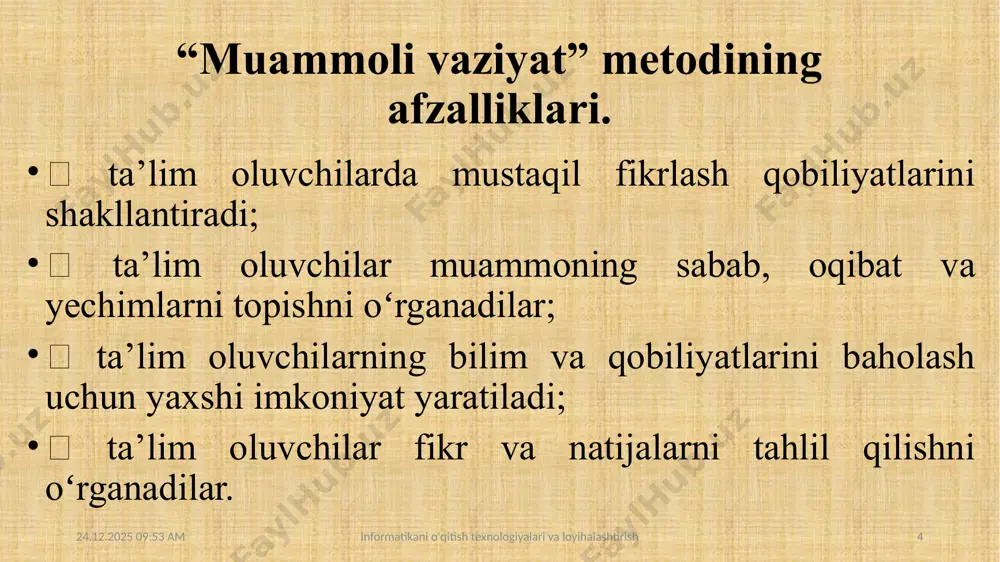 muammoli vaziyatni o'qitish metodlari - Page 4