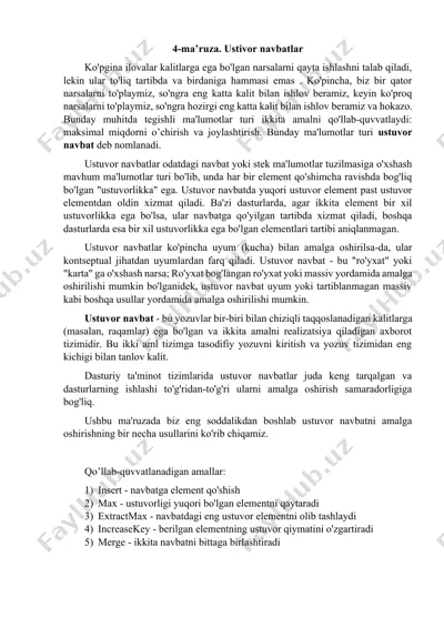 ustuvor navbatlar — DOCX