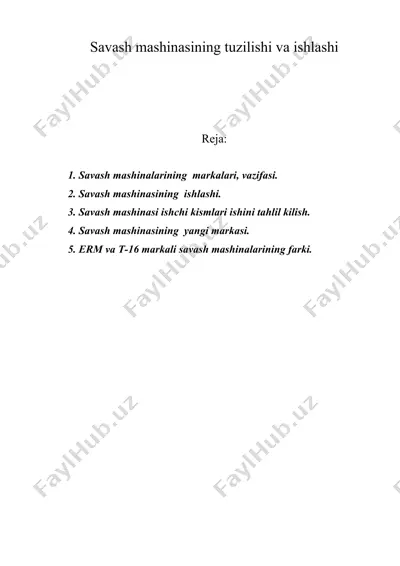 savash mashinasining tuzilishi va ishlashi — DOC