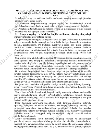xalqaro reyting va indekslar haqida ma’lumotlar — DOC
