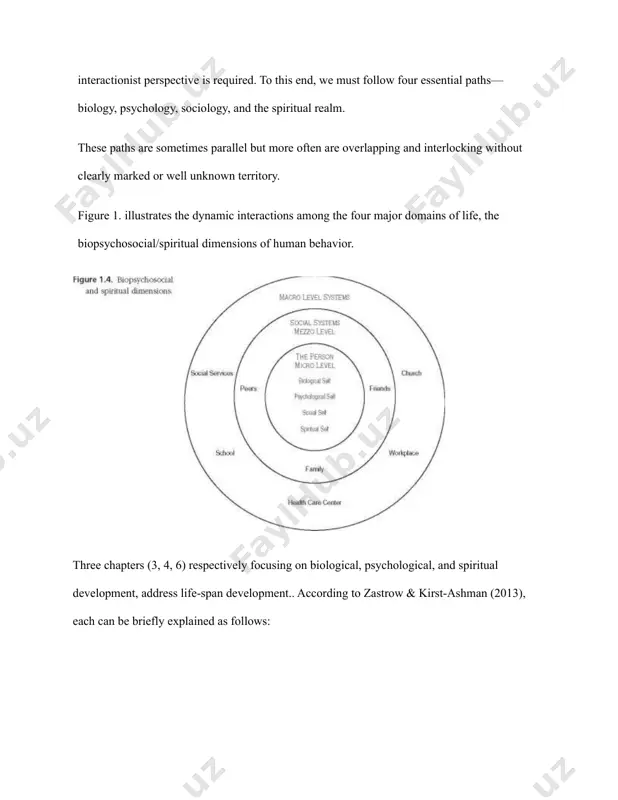 l health, such as depression or eating disorders. 3. social development addresses people‘s interactions with others around them in the social environment. children live within the social context of their family. they develop their social lives as they start interacting and playing with other children. as people continue through life , social dimensions include interaction with friends and participation in work groups. they may find significant others as partners and/or start families of their own. 4. spiritual development knowledge, skills, and values needed for social work practice in educational policy and accreditation standards (epas), the council on social work education (2015) identified knowledge, skills, values, and cognitive and affective processes that accredited baccalaureate and master’s degree programs are mandated to convey to social work students. epas is based on a competency approach. the following material is reprinted with permission from epas (cswe, 2015). the mandated content that bachelor of social …