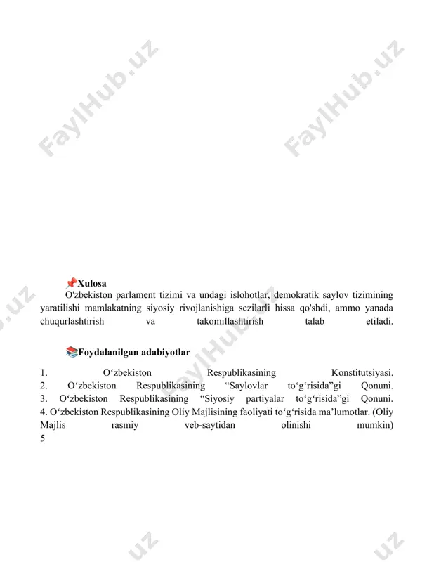 o'zbekiston parlament tizmi va undagi islohatlar - Page 5